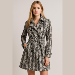 Something Navy Black and White Trench Coat Small